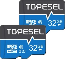 TOPESEL 32GB Micro SD Card 2 Pack Memory Cards SDHC UHS-I TF 32GB, blue 