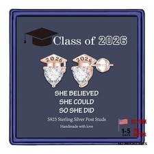 Graduation Gifts for Her - Hypoallergenic 14K-Rose Gold-Plated-White CZ
