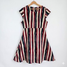 Real Form London Dress Women's Size 16 Multi-Coloured Striped Sleeveless Midi