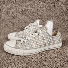 Converse Chuck Taylor All Star Low-top Sneakers Sequin Silver/Taupe Women's 10