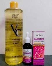 KNIYEA VC Soothing Toner. Vitamin C 500ML Toner & SADOER NIACINAMIDE SERUM COMBO