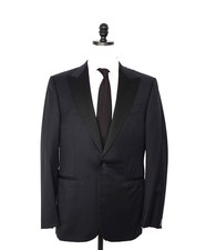  3,995 ZEGNA - Black "SU MISURA 1/1" Wool Tuxedo Jacket - 44R