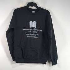 Gildan Moses Tablet Crew Neck Sweatshirt, Women's Size S - Black