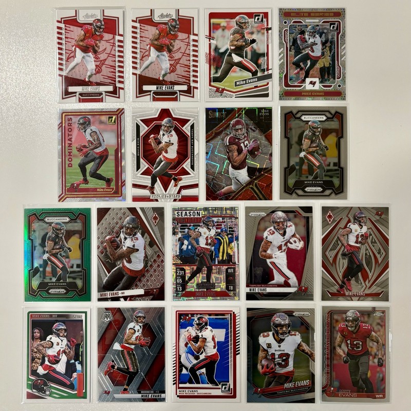 Mike Evans LOT OF 18! Green Prizm Select Red Lazer Absolute Black Phoenix SP +++