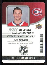 2018-19 Upper Deck MVP NHL Entry Level Access #NHLNJ Noah Juulsen