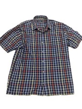 Tom Hagan men's shirt button up check XLshort sleeve polyester blend
