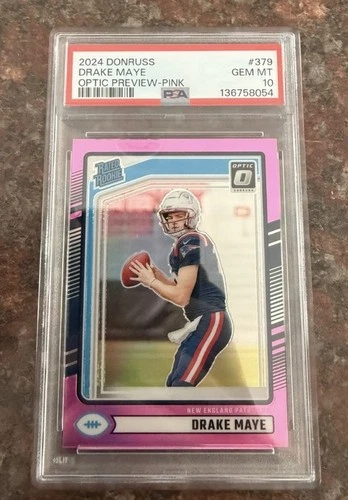 2024 Donruss Drake Maye Optic Preview Pink #379 PSA 10 Rookie RC SICK 📈