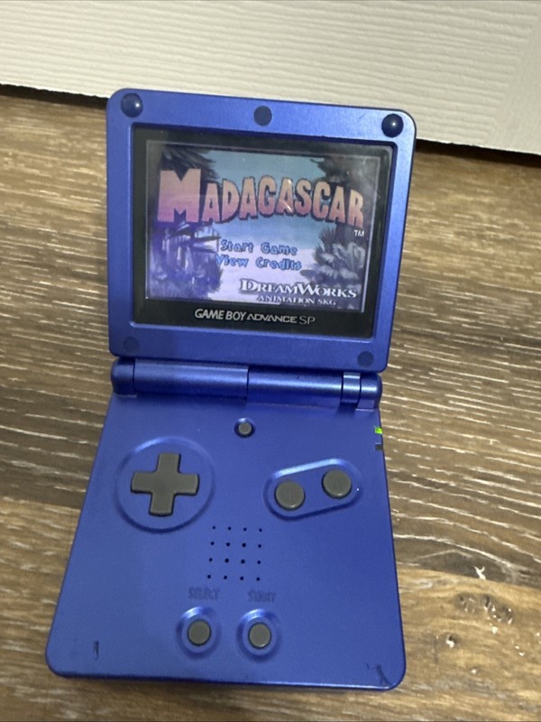 Nintendo Game Boy Advance Blue Colbalt Handheld System Console - W/madagascar