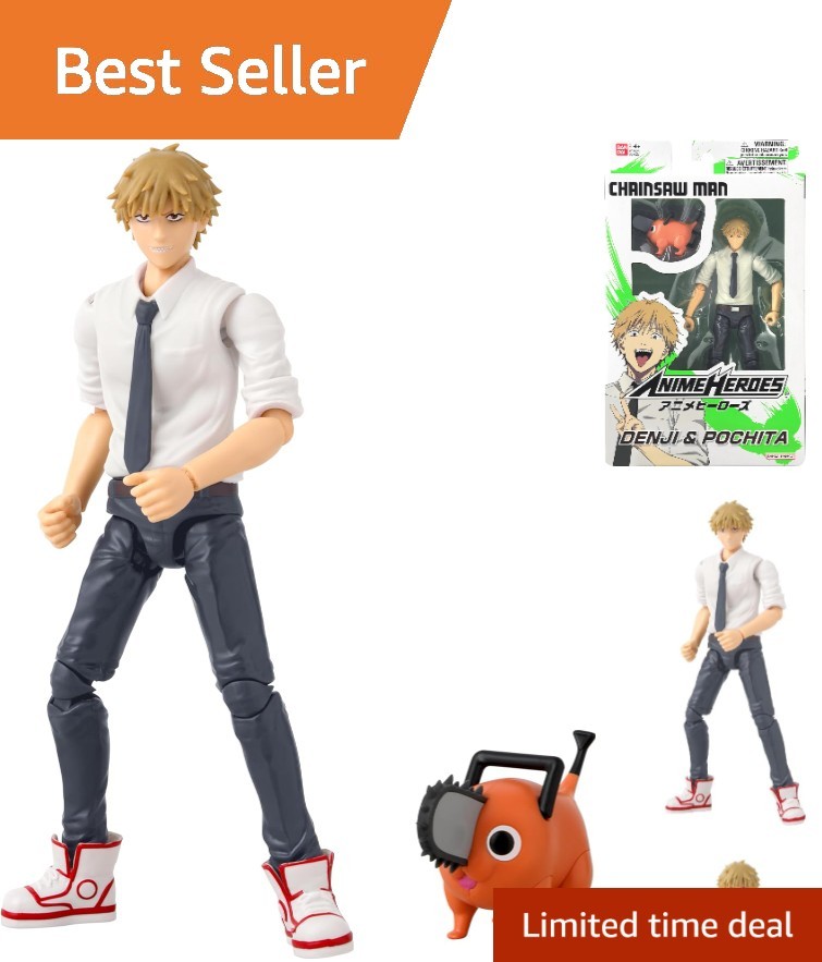 Figura de acción Denji & Pochita de héroes de anime - Posable dinámico coleccionable