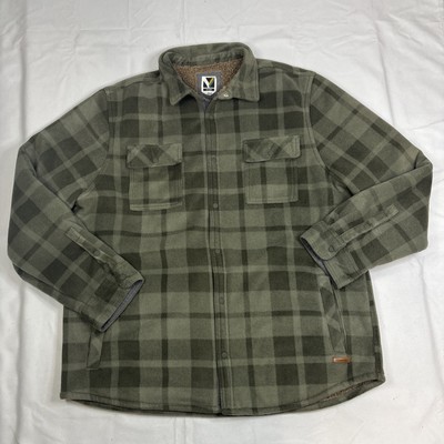 Voyage Fleece Snap Up Men s 2XL Gray Plaid Sherpa Lined