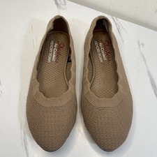 Skechers Womens Ballet Flats Size 6.5 Taupe Air Cooled Memory Foam Stretch