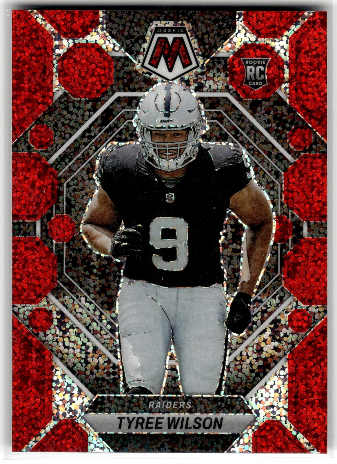 Tyree Wilson 2023 Panini Mosaic #372 Rookie Las Vegas Raiders Red Sparkle RC
