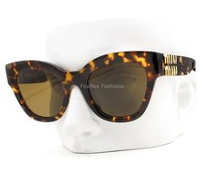 Miu Miu Sunglasses Honey Brown Yellow Havana Gold Logo SMU 01Y 14L-09Z with Case