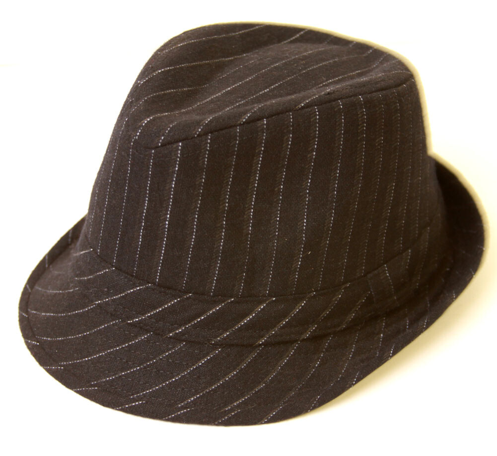 Black Pinstripe Fedora Hat for Men & Women - Size S/M-image