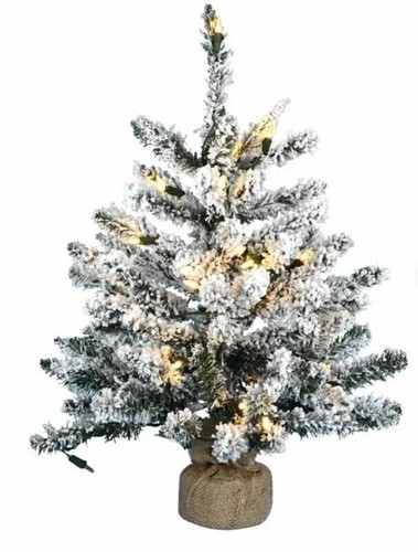 24" Pre-Lit Flocked Artificial Anoka Pine Christmas Tree with 35 Lights