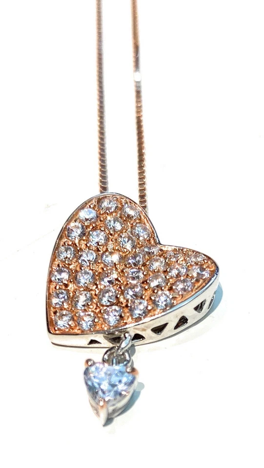 Collarino diWa Jewels Cuore Argento Sterling Cuoricino Zircone Pendente Rosé - Immagine 3 di 4
