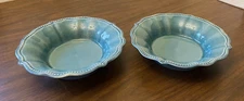 2 Pioneer Woman Turquoise 8.5” Soup/Cereal Scalloped Beaded Rim Bowls