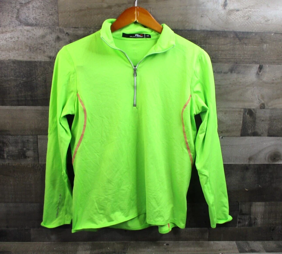 Пуловер женский для гольфа RLX Ralph Lauren размер средний неоново-зеленый функциональный 1/4 на молнии - Изображение 2 из 4