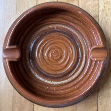 VINTAGE GLAZED CERAMIC SPIRAL Cigar ASHTRAY 10” MCM POTTERY Studio Ken Weber USA