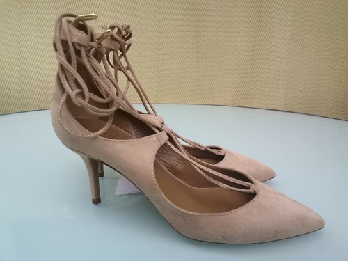 Aquazzura Taupe Christy 75 Suede Pumps Mid Heel Shoes Size UK 5.5 EU 38.5 - 第 2/11 張圖片