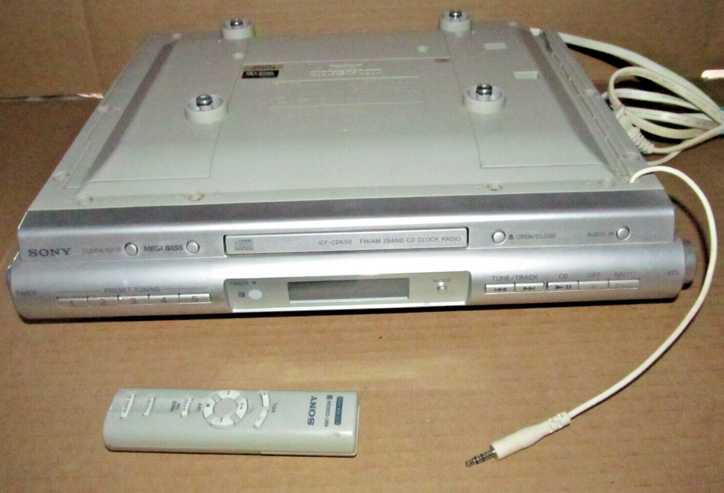Sony Under Shelf CD Player/Clock Radio ICF-CDK50 W/ Remote Space Saver iPod/Aux