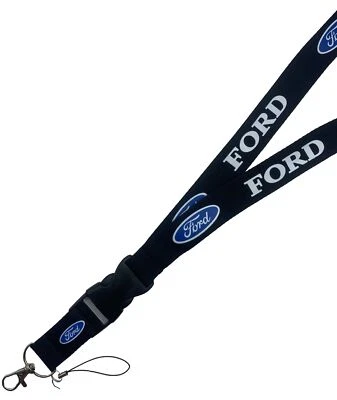 Ford Lanyard Black and White Car Lanyard Key Holder Key Chain Clip Blue Oval