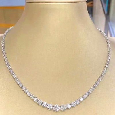 25Ct Round Cut Lab Created Diamond Women's Tennis Necklace 14K White Gold Plated