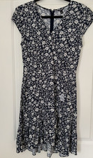 JCrew Mercantile Floral Faux Wrap Dress Black And White Size 2 short sleeve