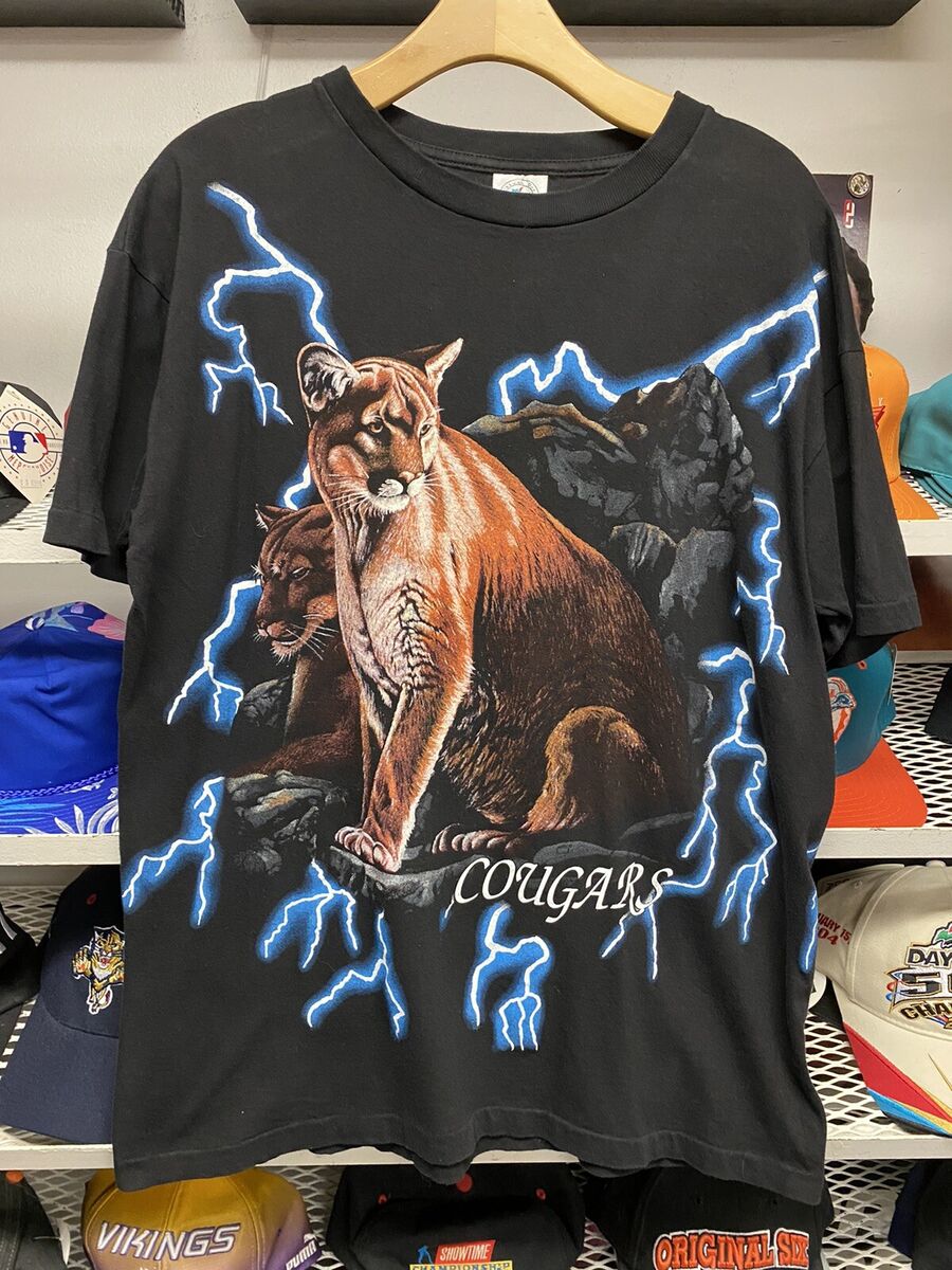 Vintage USA Thunder Cougar Lightning Tee Black T-Shirt AOP Vintage USA Thunder Cougar Lightning Tee Black T-Shirt AOP