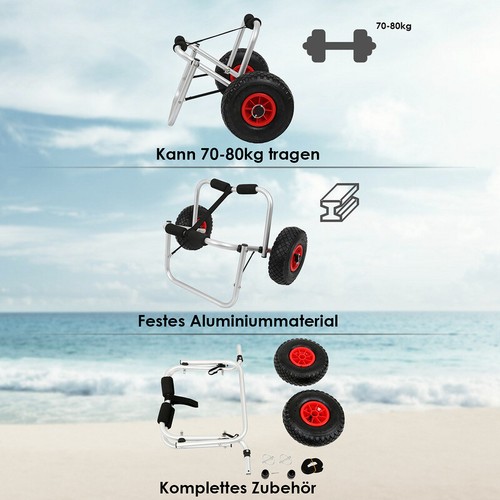 Kajakwagen für müheloses transportieren Kanuwagen Bootswagen Bootstrailer 80kg - Bild 7 von 10
