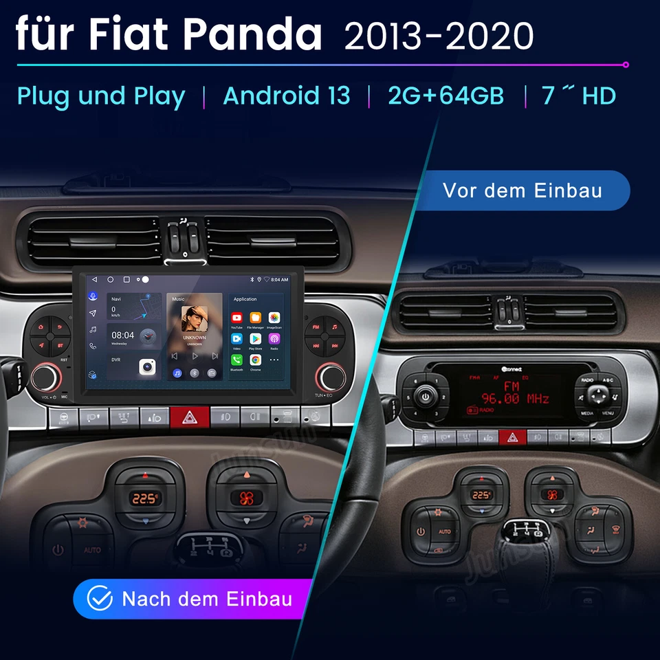 Für FIAT PANDA 312 2012-2024 Carplay Autoradio GPS NAVI BT DAB+ Android13 2+64GB - Bild 2 von 4