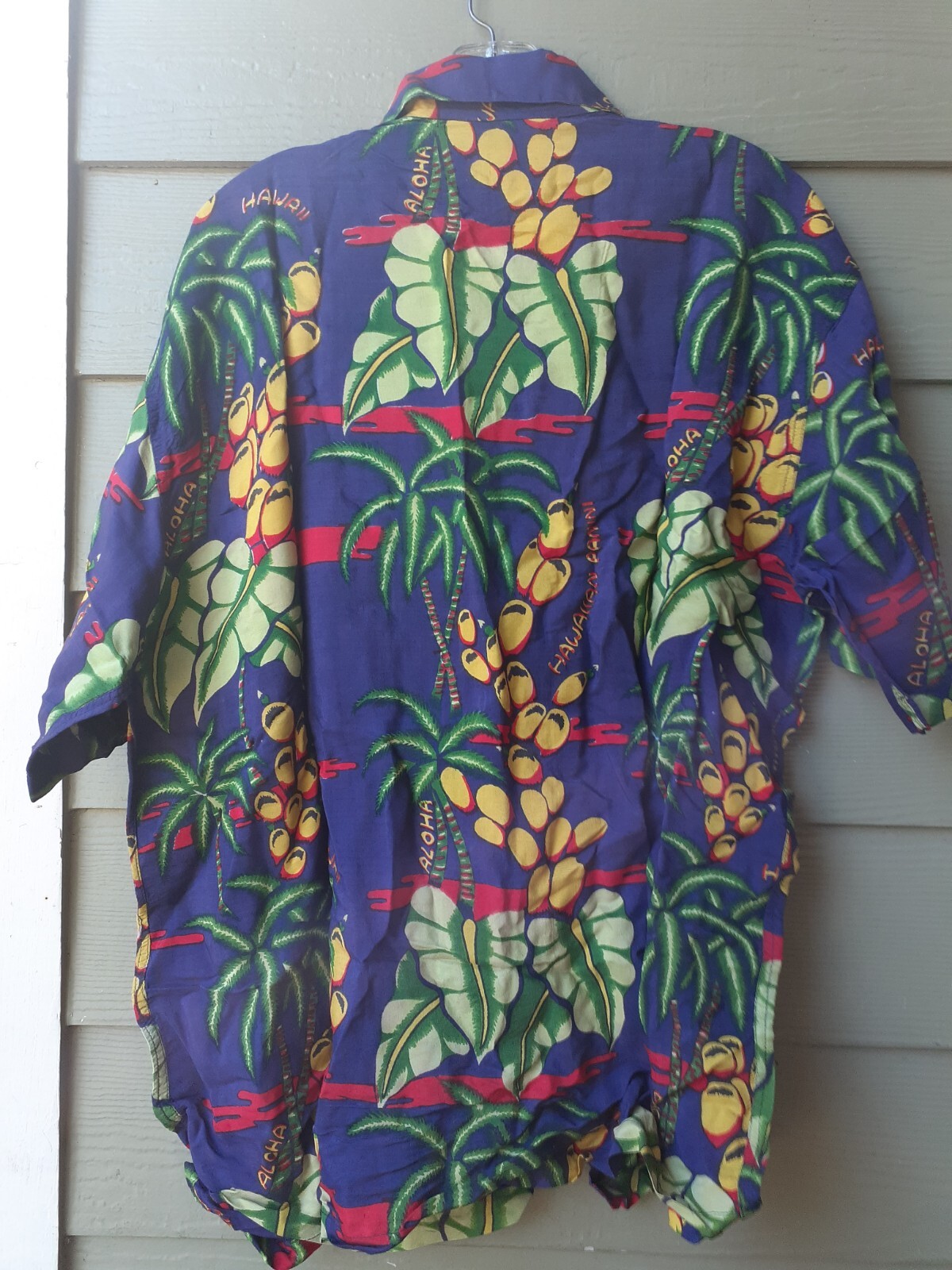 Hawaiian Vintage Style Shirt - Maroon Palm Leaf