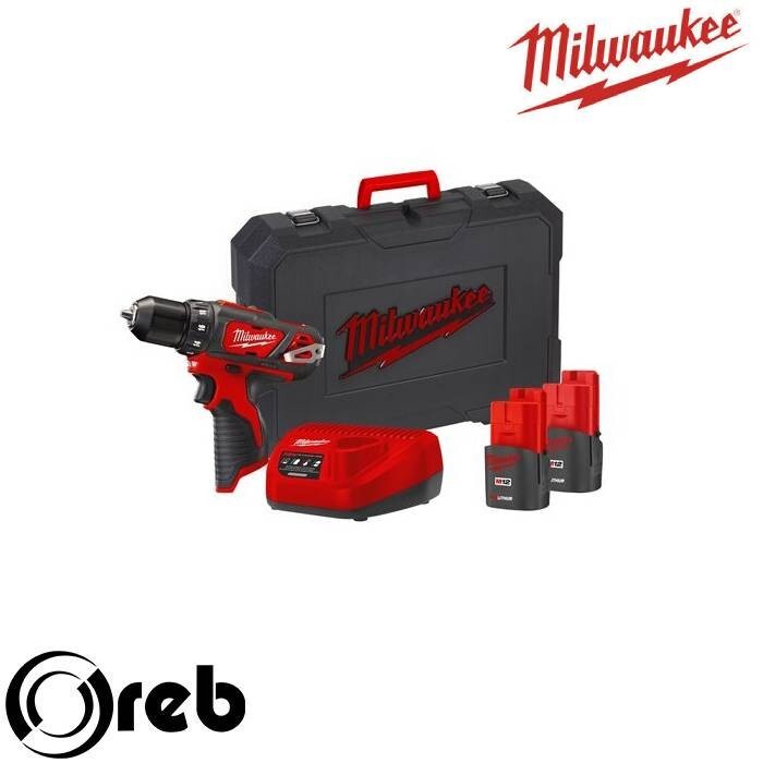 Trapano Avvitatore 30Nm 12V +2 Batt. 2Ah Milwaukee M12BDD-153C in Valigetta