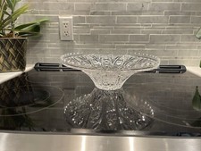 Bohemian Czech Crystal 12  Round Bowl Hand Cut Queen Lace 24 Lead Glass