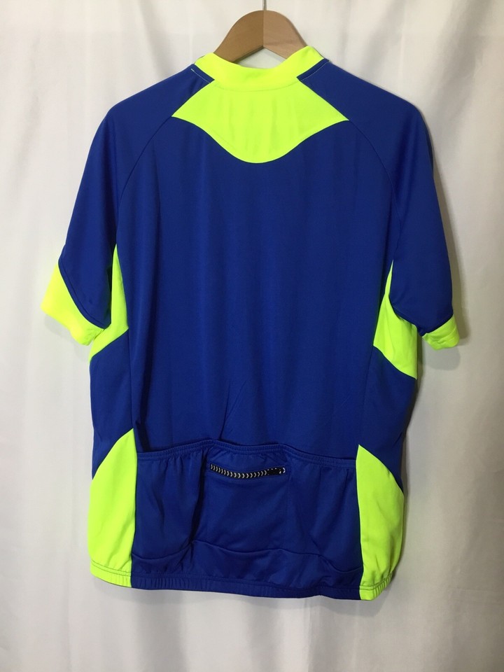 Bergrisar Cycling Jersey Mens XXL Yellow Blue Bike Full Zip Racing Back
