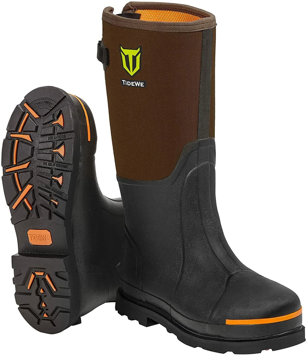 TIDEWE Rubber Work Boot for Men with Steel Toe Shank Waterproof Anti Slip Hun