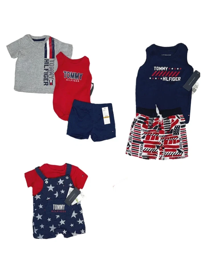 Tommy Hilfiger Juegos Cortos Bebé Niño o Niño Pequeño Niño 2-3 Piezas; Tallas 0/3M-4T Nuevo con Etiquetas Foto 2 de 4