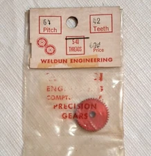 Vintage Weldun Engineering Slot Car 5-40 Threads Spur Gear 42 Tooth 64 Pitch NOS