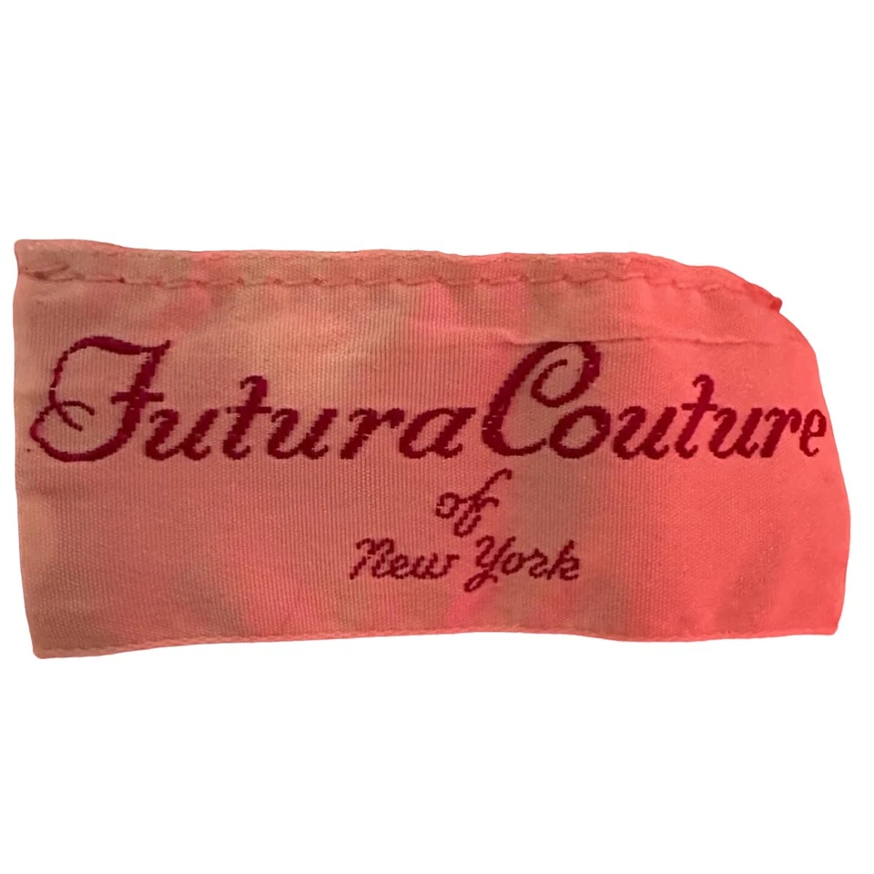 Vestido Midi Raro Vintage Años 60 Futura Couture Of New York Rosa Metálico Cuello Alto Foto 3 de 3