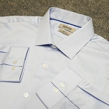 Kenneth Cole Reaction Mens Slim Stretch Button Up Shirt Large Blue Wicking