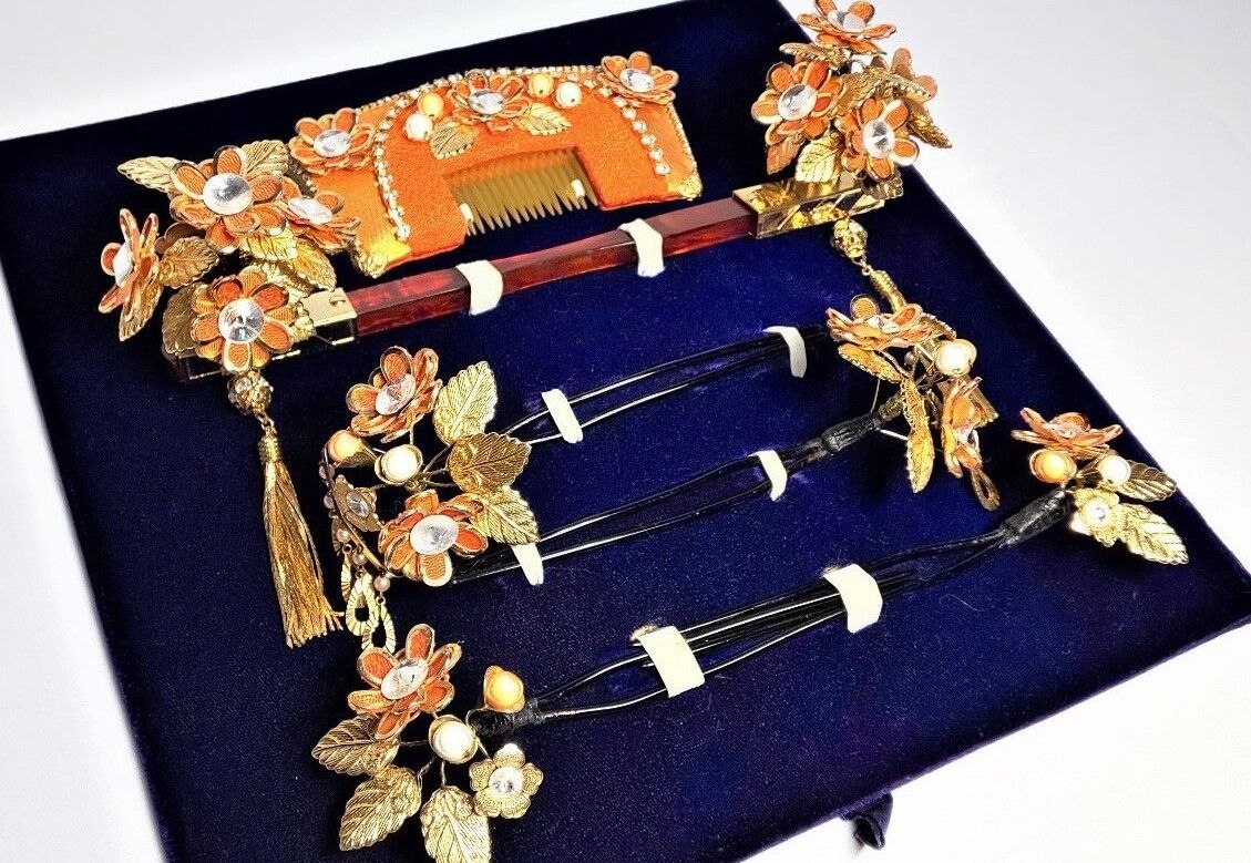 Vintage Japanese Bride Kanzashi set Kimono Wedding Hair Vintage Japanese Bride Kanzashi set Kimono Wedding Hair