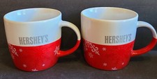 Hershey Snowflake Holiday Hot Choclate Coffee Tea Cup Mug Set of 2 Red & White
