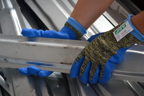 Guanto da Lavoro Antitaglio Acciaio ANSI A4 Resistente al Calore BBQ Antipiega Lattice Fibra Aramidica - Foto 2 di 3