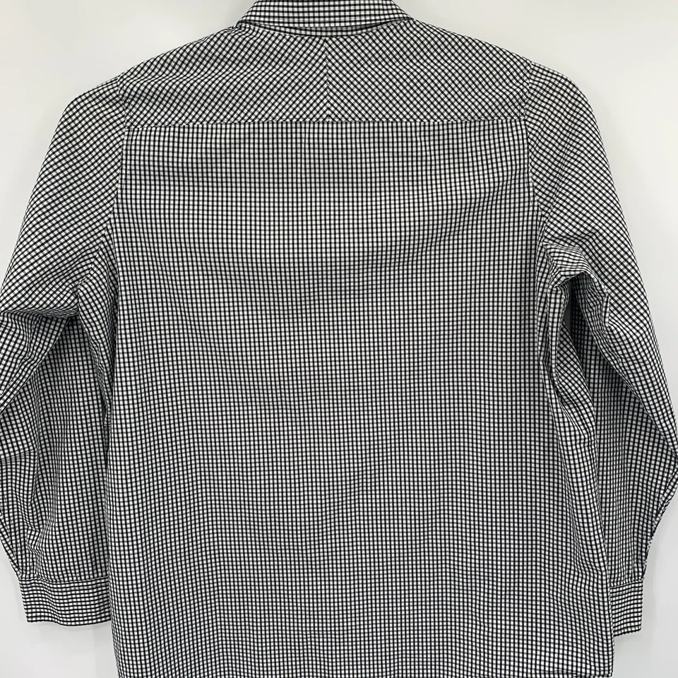 Camisa de algodón XLT a cuadros negra blanca con botones manga larga Penguin para hombre Foto 3 de 4