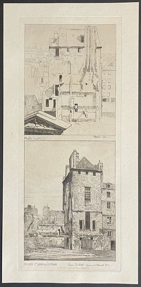 Paris Tour Bichat passage St Jean de Latran graveur Delaunay Potémont circa 1862 - Photo 2/4