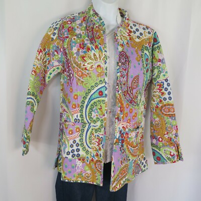 Jacket | Short | Quilt | Handmade | Reversable | 2 Patterns | Paisley |Buttons