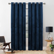 Thick Heavy Velvet Curtains PAIR of Eyelet Ring Top Fully Lined Ready Made 