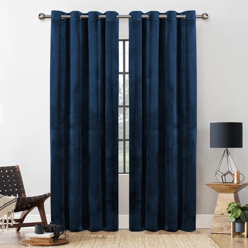 Thick Heavy Velvet Curtains PAIR of Eyelet Ring Top Fully Lined Ready Made - Picture 62 of 70