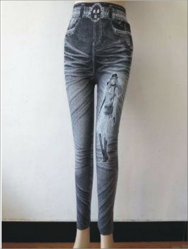 6 pack Women's One Size S-XL Stretch Black Multi-Pattern Faded Leggings - Picture 7 of 10