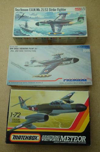 2(or3)x1/72 British jets: Matchbox Meteor NF11/12/14, Frog (Premie DH Sea Venom)